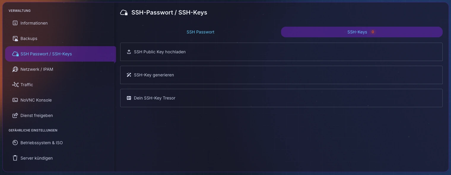 24fire Kundenpanel - SSH-Keys hochladen und verwalten